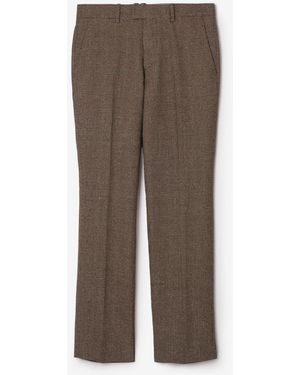 Burberry Check Wool Linen Blend Sloane Tailored Trousers - Brown