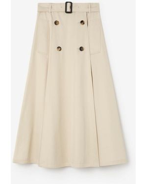 Burberry Gabardine Trench Midi Skirt - Natural