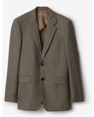Burberry Sharkskin Wool Tailored Jacket - Brown
