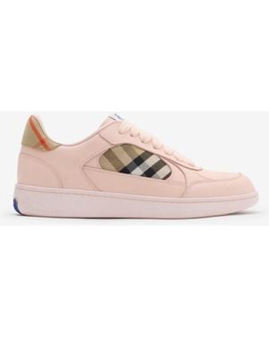 Burberry Leather And Check Terrace Sneakers​ - Pink