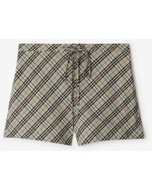 Burberry Check Cotton Pajama Shorts - Gray