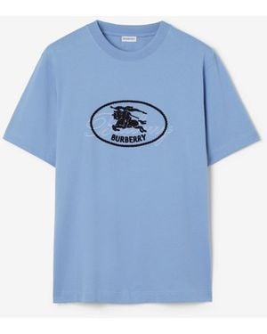 Burberry Knight Stamp Cotton T-Shirt - Blue