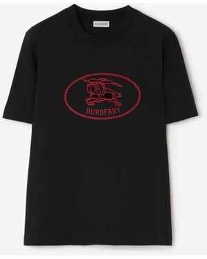 Burberry Knight Stamp Cotton T-Shirt - Black