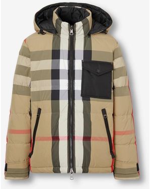Burberry Check Reversible Hooded Down Jacket - Natural