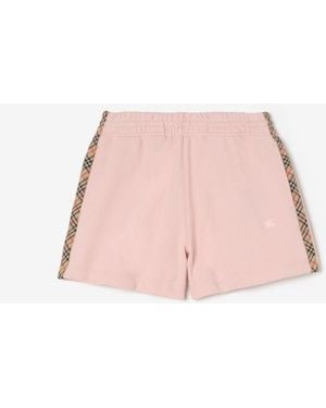 Burberry Check Trim Cotton Shorts - Pink