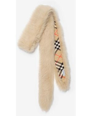 Burberry Skinny Shearling Scarf - Natural