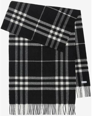 Burberry Wide Check Cashmere Scarf - Black
