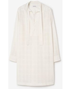 Burberry Check Cotton Voile Dress - White
