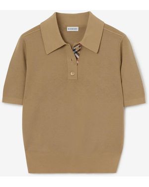 Burberry Wool Polo Shirt - Natural