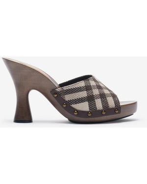 Burberry Check Potter Mules - Grey