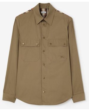 Burberry Tropical Gabardine And Check Shirt - Green