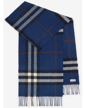 Burberry Check Cashmere Scarf - Blue
