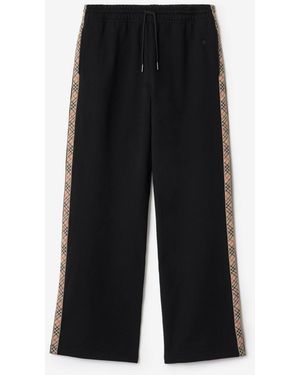 Burberry Check Trim Cotton Track Trousers - Black