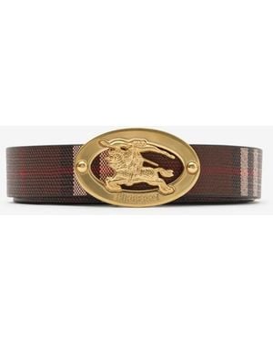 Burberry Thin Reversible Check Oval Belt - Brown