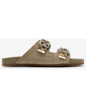 Burberry Check Suede Urchin Sandals - Natural
