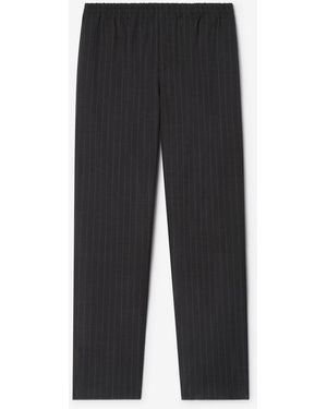 Burberry Pinstriped Wool Track Trousers - Black