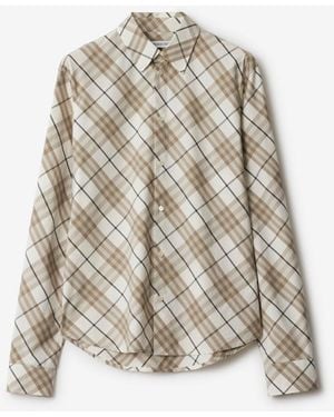 Burberry Regular Fit Check Shirt - White