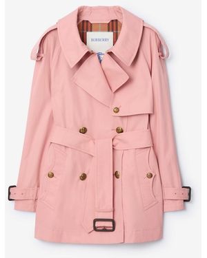 Burberry Short Lightweight Cotton Fitzrovia Trench Coat - Pink