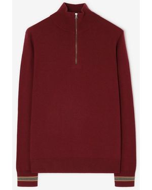 Burberry Wool Half-Zip Jumper - Red
