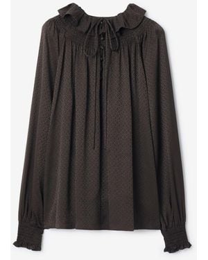 Burberry Geometric Silk Blouse - Black