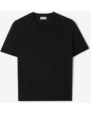 Burberry Check Panel Wool Silk Top - Black