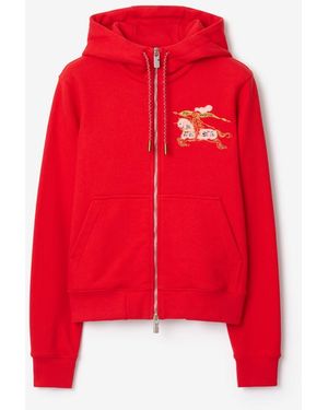 Burberry Cotton Zip Hoodie - Red