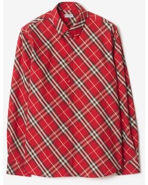 Burberry Relaxed Fit Check Cotton Shirt - Red
