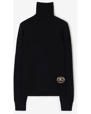 Burberry Wool Cashmere Rollneck Jumper - Black