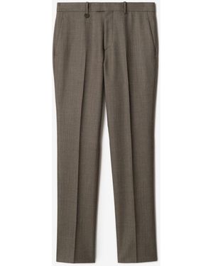 Burberry Sharkskin Wool Tailored Trousers - Grey
