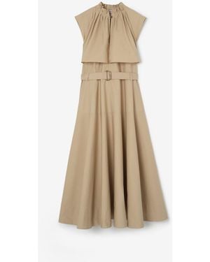 Burberry Cotton Poplin Midi Dress - Natural