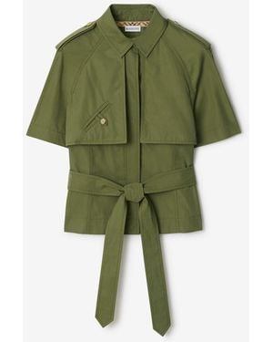 Burberry Cropped Cotton Poplin Trench Shirt - Grün