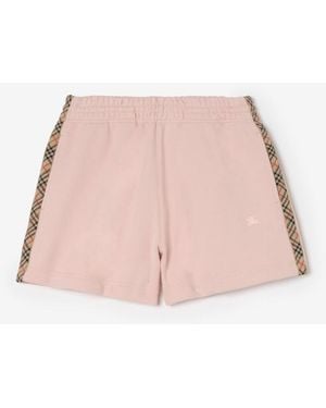 Burberry Check Trim Cotton Shorts - Pink
