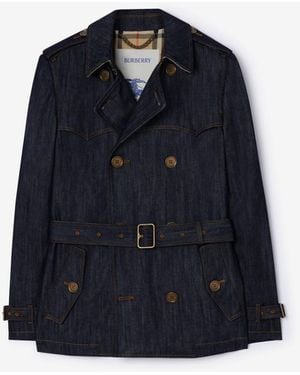 Burberry Short Denim Trench Coat - Blue
