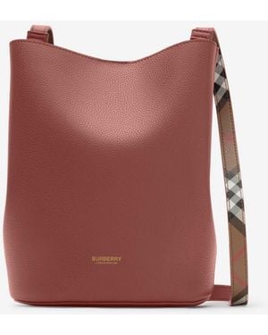 Burberry Small Leather Bucket Bag - Red