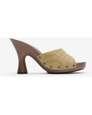 Burberry Check Leather Potter Mules​ - Metallic