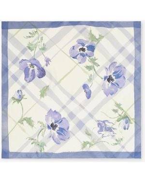 Burberry Watercolour Check Silk Scarf - Blue