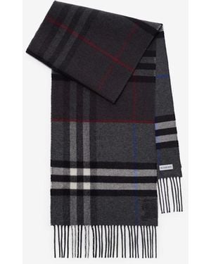 Burberry Contrast Check Cashmere Scarf - Black