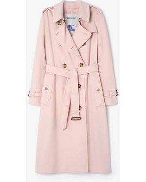 Burberry Long Cashmere Kensington Trench Coat - Pink