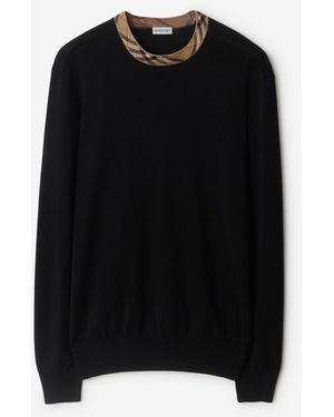 Burberry Check Trim Wool Sweater - Schwarz