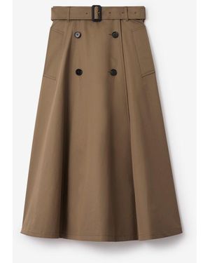 Burberry Gabardine Trench Midi Skirt - Natural