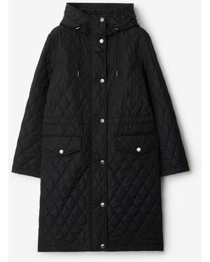 Burberry Quilted Nylon Hooded Coat - Black