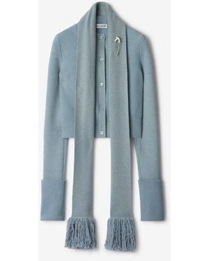 Burberry Scarf Wool Cashmere Cardigan - Blue