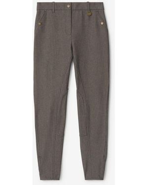 Burberry Herringbone Stretch Cotton Jodhpurs - Gray