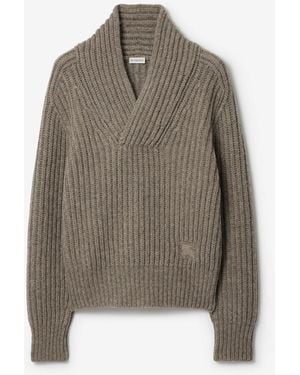 Burberry Shawl Collar Wool Sweater - Braun