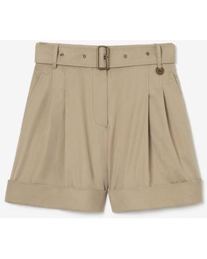 Burberry Belted Tropical Gabardine Shorts - Natural