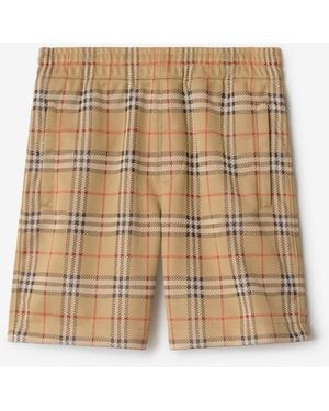 Burberry Checked Elasticated Waistband Jersey Shorts - Natural