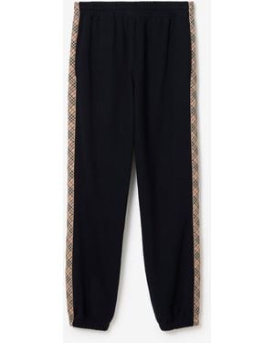 Burberry Check Trim Cotton Jogging Trousers - Black
