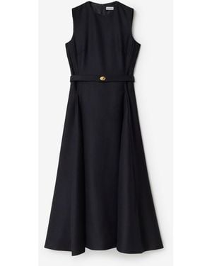 Burberry Belted Check Wool Dress - Black