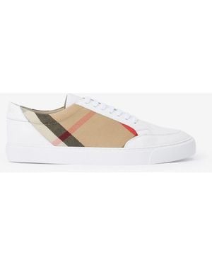 Burberry Vintage Check Canvas & Leather Trainer - White