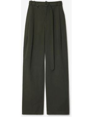 Burberry Gabardine Belted Pants - Green